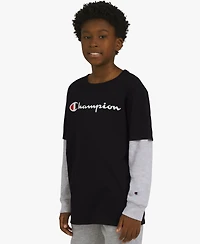 Champion Boys 8-20 Layered-Look Logo Graphic Crewneck T-Shirt