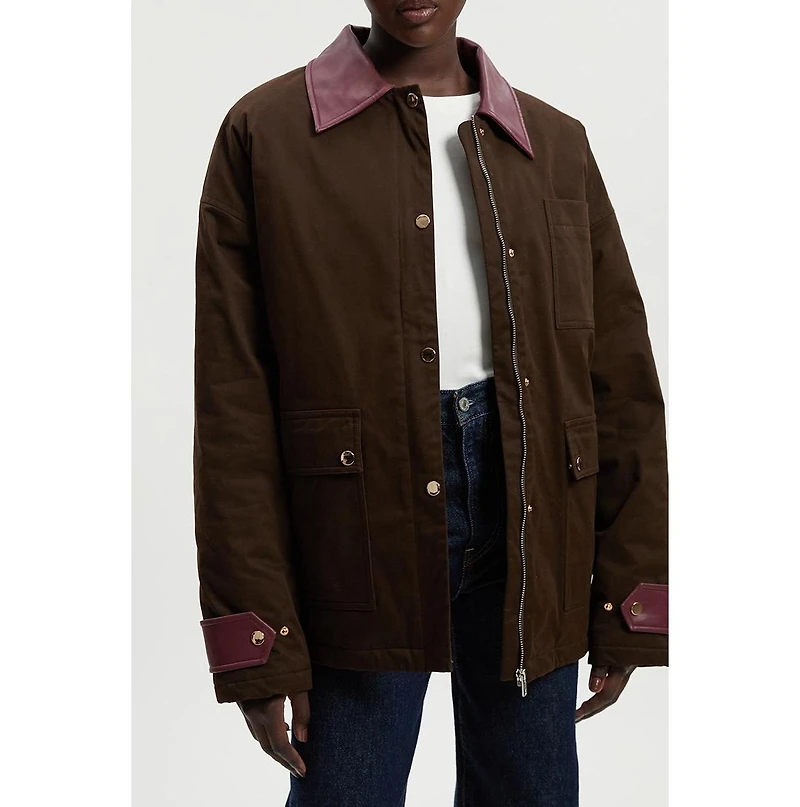 Karen Millen Quilted Contrast Collar Barn Jacket