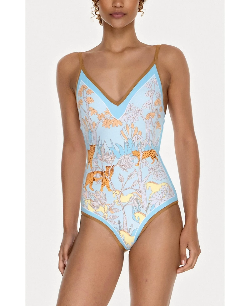 Jessie Zhao New York Jungle Adventure Reversible V-Neck One-Piece Swimsuit