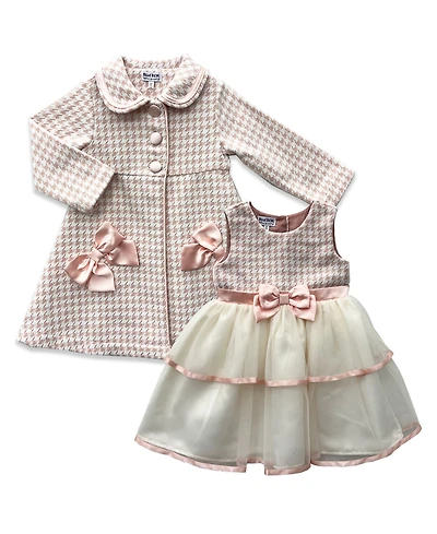 Blueberi Boulevard Baby Girls 2-Piece Houndstooth Coat and Dress Set