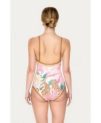 Jessie Zhao New York Women's Blush Jungle Reversible V-Neck One-Piece Swimsuit