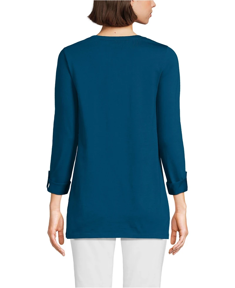 Lands' End Women's Supima Cotton Adjustable 3/4 Sleeve Boatneck Tunic
