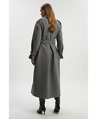 Karen Millen Women's Herringbone Tailored Maxi Coat