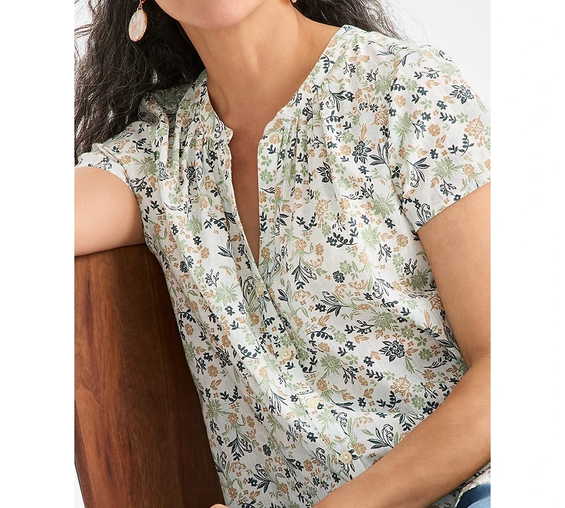 Style & Co Petite Printed Flutter Sleeve Top, Macy's Exclusive