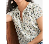 Style & Co Petite Printed Flutter Sleeve Top, Macy's Exclusive