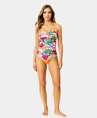Anne Cole Women's Printed Twist Front Strapless One Piece