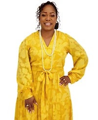 Kasper Women's Soft V-Neck Tiered Midi Dress