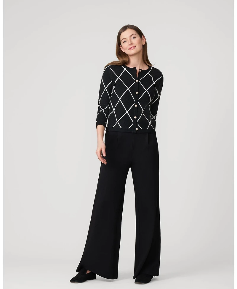 Cable & Gauge Women's Argyle Crewneck Cardigan