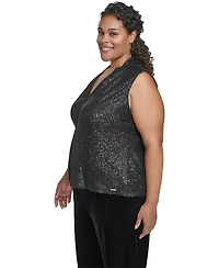 Calvin Klein Plus Sequined V-Neck Top