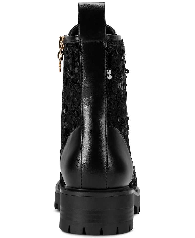 Karl Lagerfeld Paris Women's Marlee Sequin Combat Boots