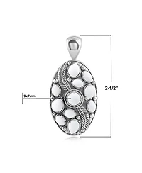 American West Jewelry Sterling Silver White Agate Oval Leaf Pendant Enhancer