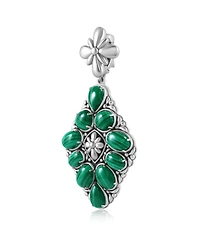 American West Jewelry Sterling Silver Malachite Diamond Shaped Cluster Pendant Enhancer