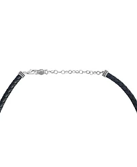 American West Jewelry Sterling Silver Lapis Oval Pendant Black Leather Necklace, 17 to 20 Inches