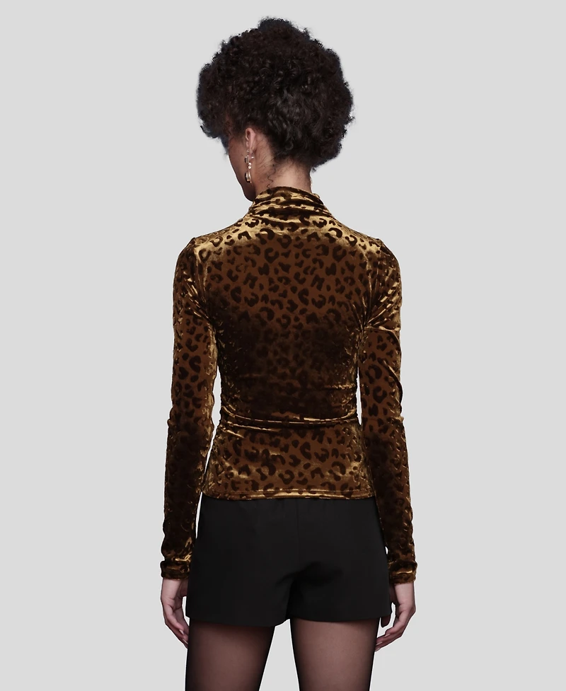 Avec Les Filles Women's Wrap Neck Long Sleeve Top
