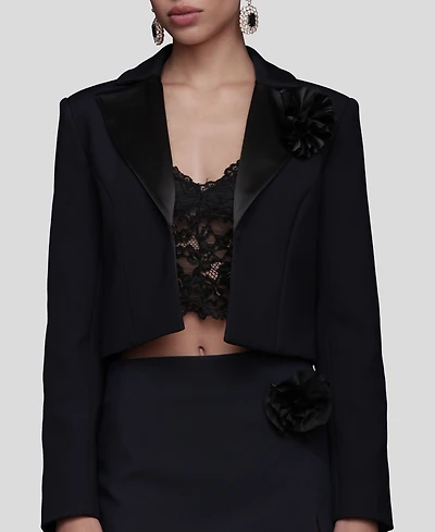Avec Les Filles Women's Lapel Cropped Blazer