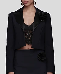 Avec Les Filles Women's Lapel Cropped Blazer