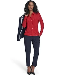 Tommy Hilfiger Women's Long Sleeve Clover Button-Up Top