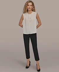 Donna Karan New York Women's Solid Sleeveless Twist Neck Top