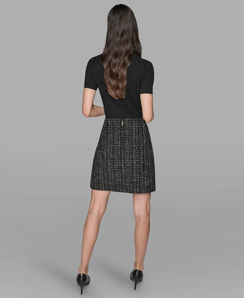 Karl Lagerfeld Paris Women's Novelty Button Detail Mini Skirt