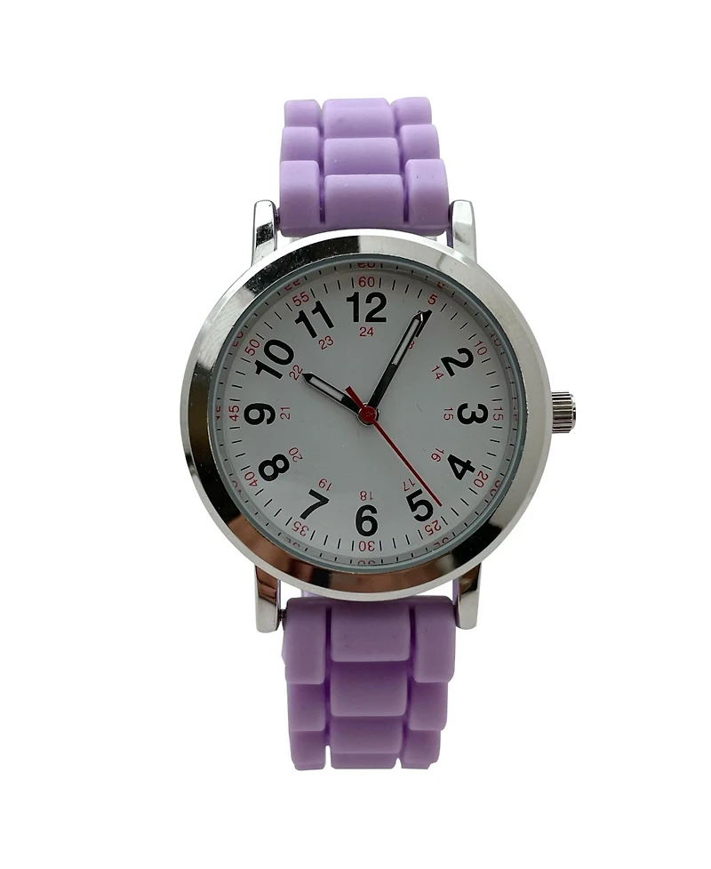 Olivia Pratt Lavender Easy Read Medical Professionals Silicone Band Women Watch