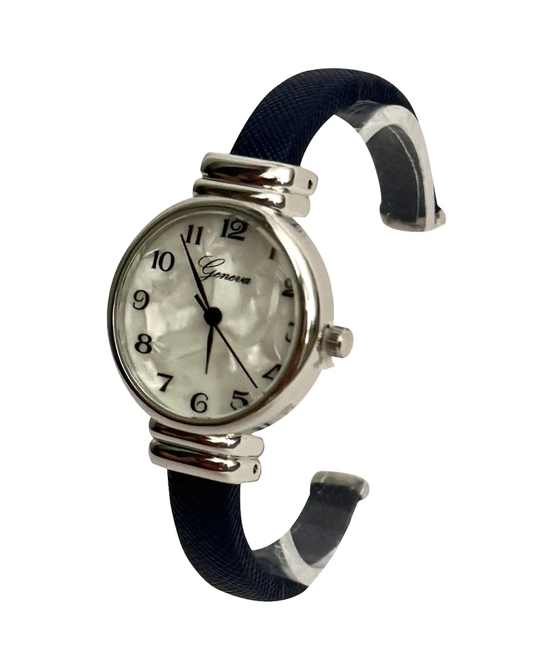 Olivia Pratt Navy Faux Leather Thin Bangle Women Watch