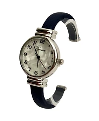Olivia Pratt Navy Faux Leather Thin Bangle Women Watch
