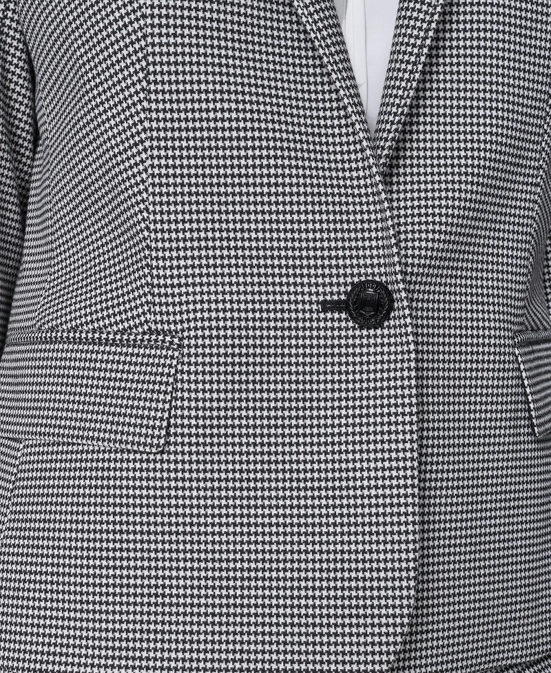 Karl Lagerfeld Paris Women's Long-Sleeve Checkered One Button Jacket