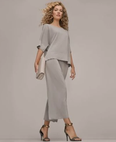 Donna Karan New York Womens Crewneck Sweater Sequin Detail Wide Leg Pants