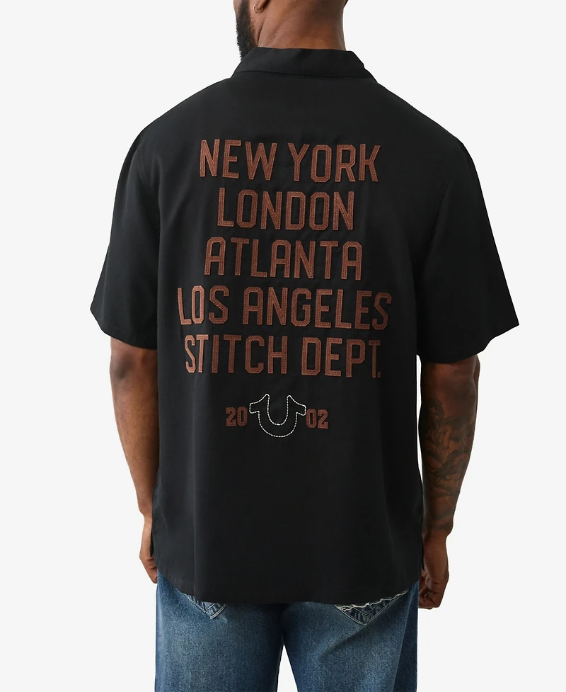 True Religion Men's Graphic Camp Short-Sleeve Shirt