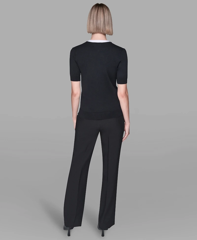 Karl Lagerfeld Paris Women's V-Neck with Tie Pull-On Top