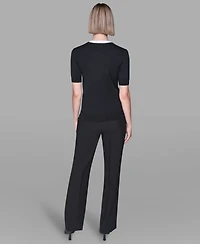 Karl Lagerfeld Paris Women's V-Neck with Tie Pull-On Top