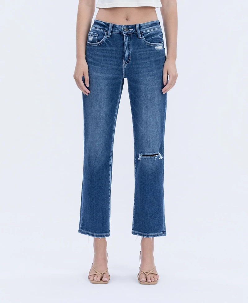 Flying Monkey Women's High Rise Ankle Straight Jeans