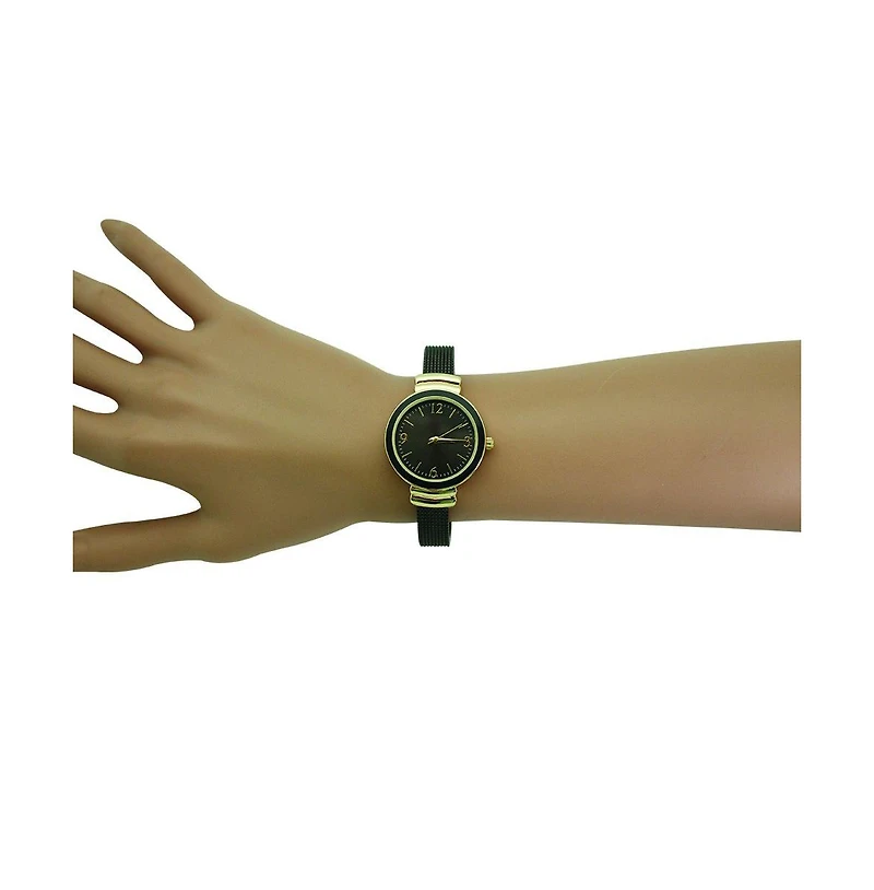 Black Gold Olivia Pratt Every Day Textured Metal Bangle Watch