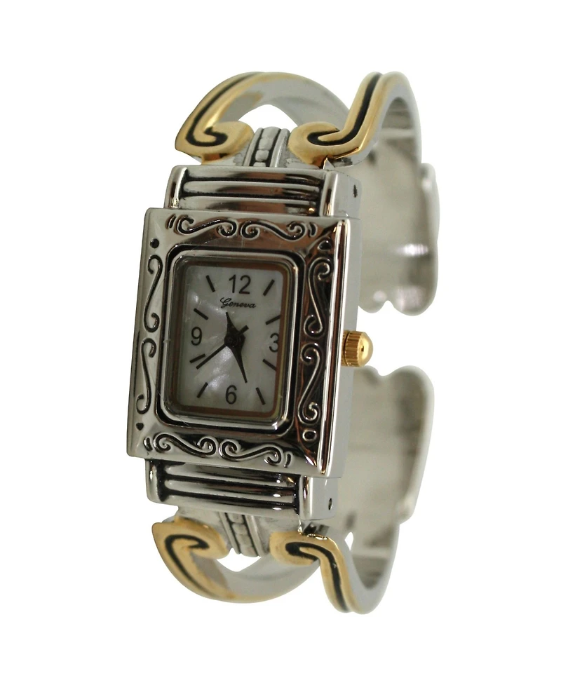 Olivia Pratt Two Tone Swirl Details Bangle Women Watch