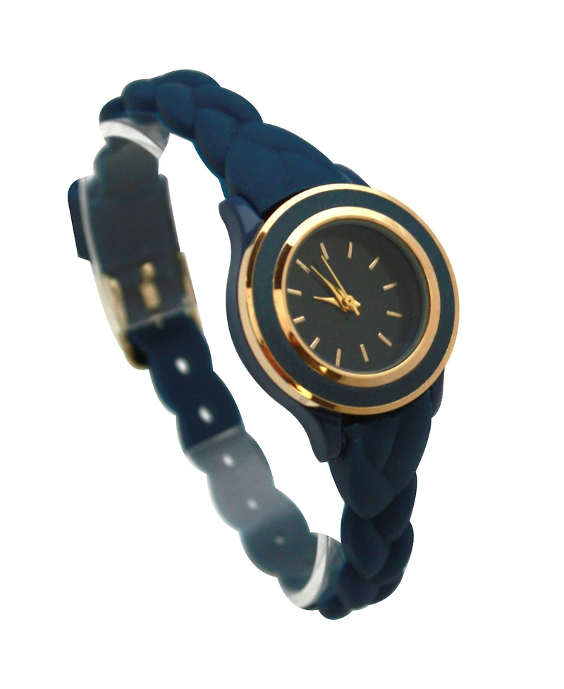 Olivia Pratt Navy Braided Silicone Band Women Watch