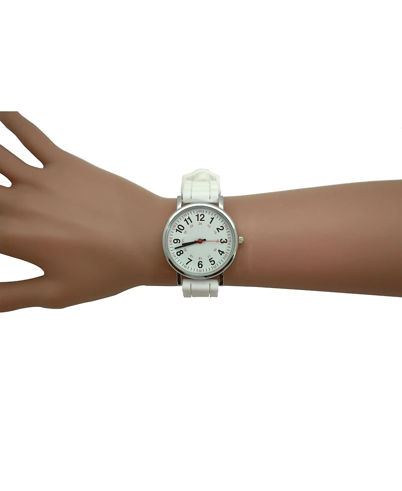 Olivia Pratt White Solid Silicone Bold Numbers Women Watch