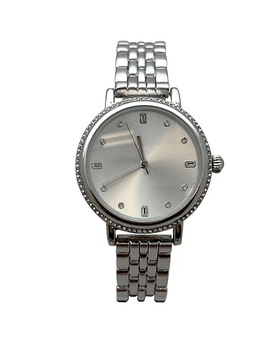 Olivia Pratt Silver Elegant Everyday Rhinestones Bezel Women Watch