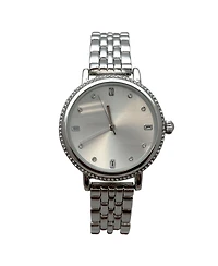 Olivia Pratt Silver Elegant Everyday Rhinestones Bezel Women Watch