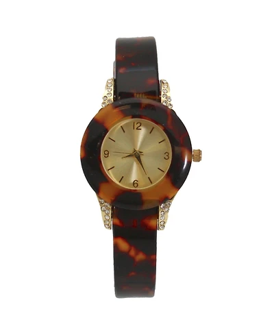 Brown Rhinestone Tortoise Bangle Watch