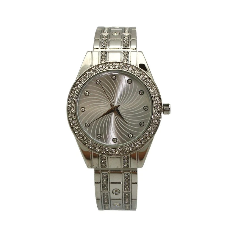 Silver Rhinestone Shiny Bangle Watch