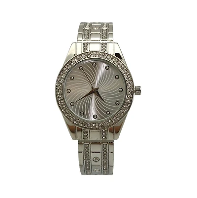 Silver Rhinestone Shiny Bangle Watch