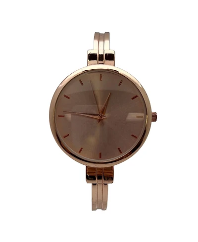 Olivia Pratt Rose Gold Big Face Minimalist Bezel Bangle Women Watch