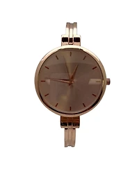 Olivia Pratt Rose Gold Big Face Minimalist Bezel Bangle Women Watch