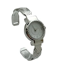 Olivia Pratt Detailed Bright Metallic Elegant Cuff Women Watch, Silver