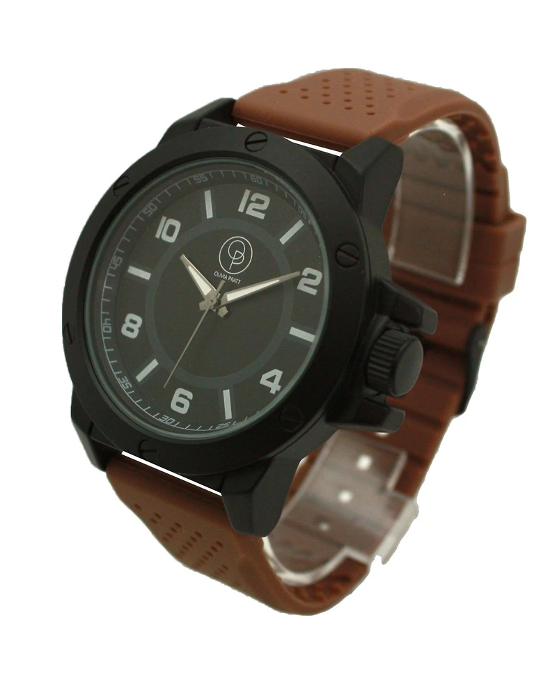 Olivia Pratt Brown Black Three-Hand Silicone Band Men Watch