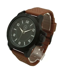 Olivia Pratt Brown Black Three-Hand Silicone Band Men Watch