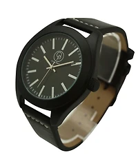 Olivia Pratt Black Black Minimalist Faux Leather Band Men Watch
