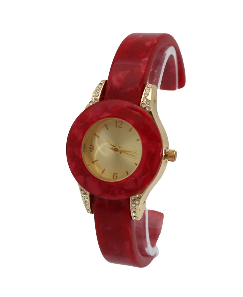 Olivia Pratt Red Rhinestone Tortoise Bangle Watch