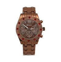 Olivia Pratt Brown Women's Red Rhinestone Detail Boyfriend Metal Watch
