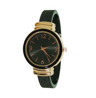 Black Rose Gold Olivia Pratt Every Day Textured Metal Bangle Watch